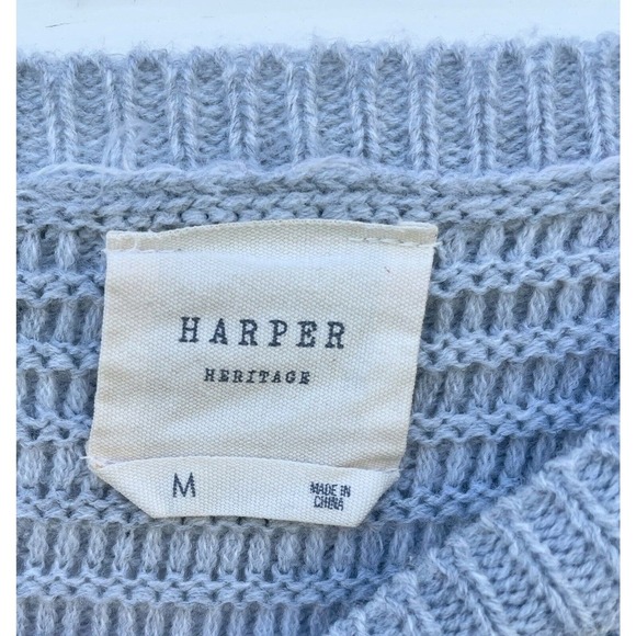 Harper Heritage Sweater Crop Ribbed Gray Doleman Sleeve Womens sz Medium 90's - Picture 3 of 6